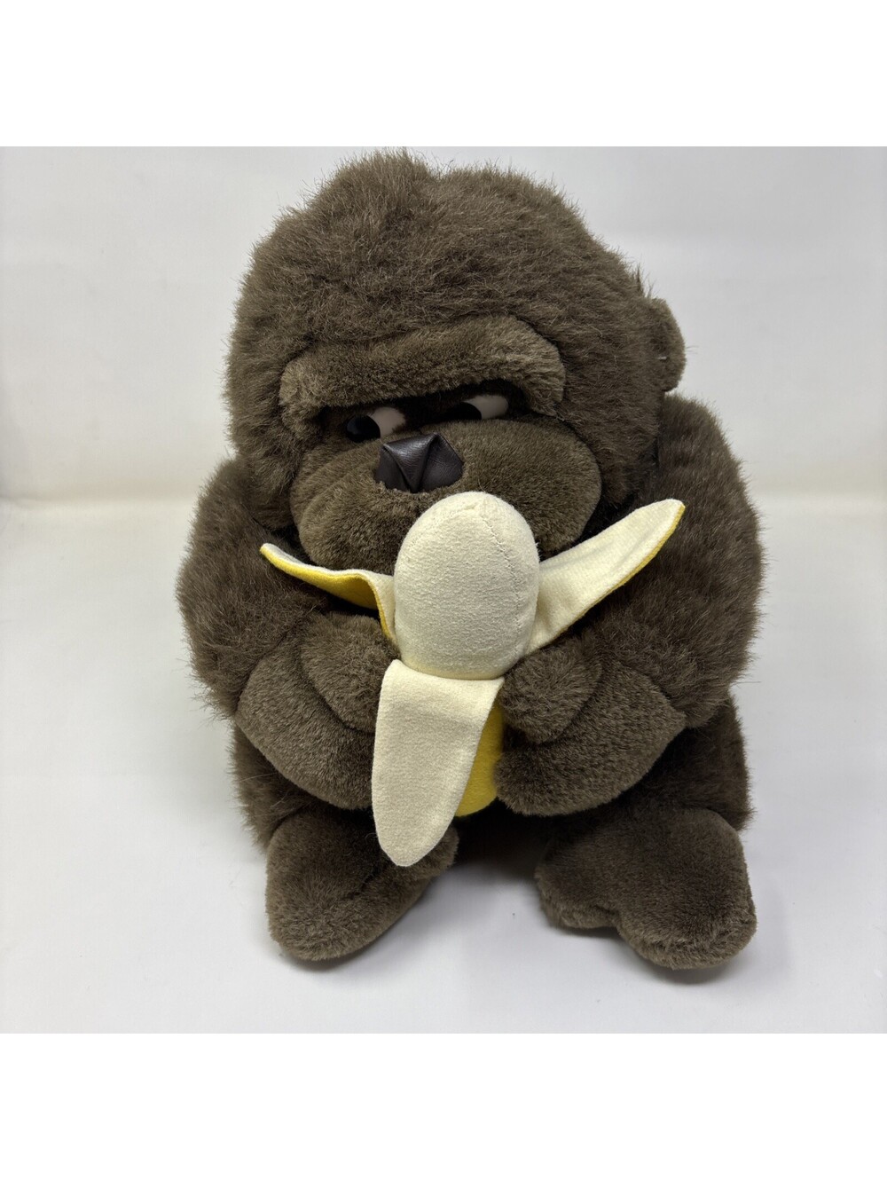 Vintage 1989 Embrace Plush Gorilla with Banana Side Eyes Monkey Ape 8" Stuffed